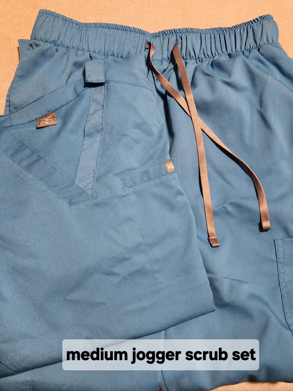 Medium Teal Blue Jogger Scrub Set